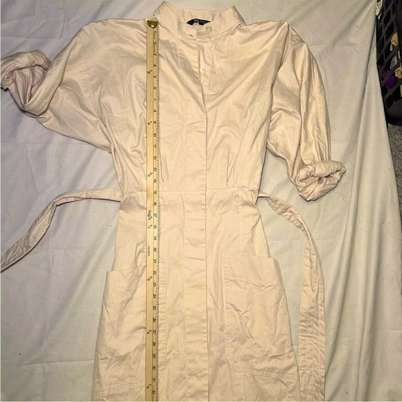Zara Women's Tan Long Sleeve Belted Shirt Dress Size S - Picture 5 of 6